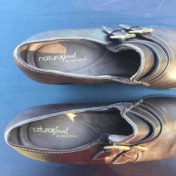 Naturalizer Buckle Leather Heel Loafer Sz 11 - Picture 3 of 6